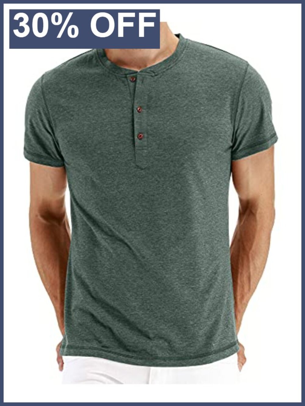Mens Slim Fit Henley T-Shirt Long Short Sleeve Casual Three Button